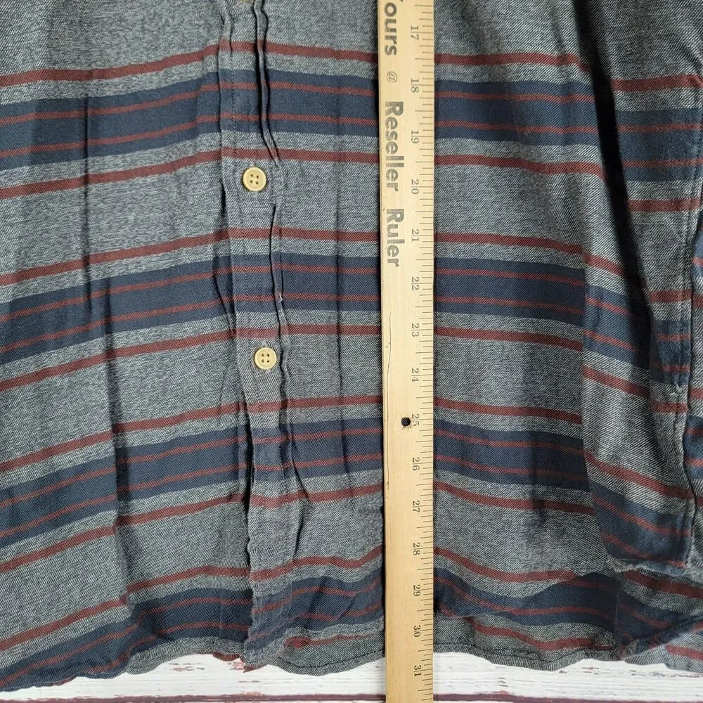 J.CREW Work Shirt Mens Size XL Gray Striped Long Sleeve Button Up Cotton Casual